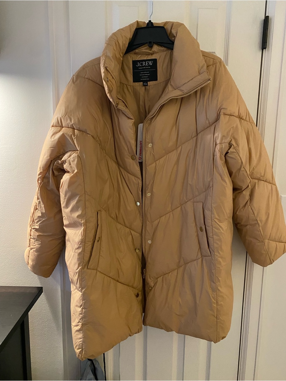 NWT J. Crew Camel-Tan Women’s Quilted Puffer Jacket size L